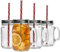 Rink Drink Drinking Mason Jars with Lids and Reusable Straw - Pack of 4-450ml Glass Drinking Jar Mugs with Handles and Screw Top for Overnight Oats, Smoothies, Cocktails, Drinks