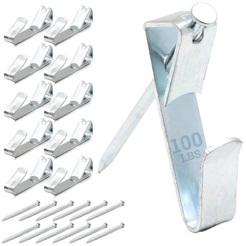 Picture Hangers, Wall Hooks for Hanging - Supports 100 lb - for Drywall, Nickel Hooks for Picture, Art, Canvas, Mirror