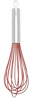 Cuisipro Balloon Whisk, Red, Silicone / Stainless Steel, Non-Stick Friendly, Heat Resistant, Flexible, 10”, 25.4cm
