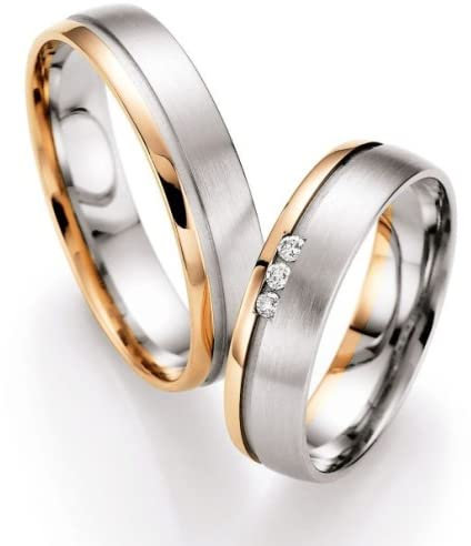 585/- Weißgold Rotgold Trauringe 66-713