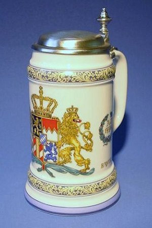 Mass-Krug Bierseidel Bier-Krug 1 L Wappen Porzellan