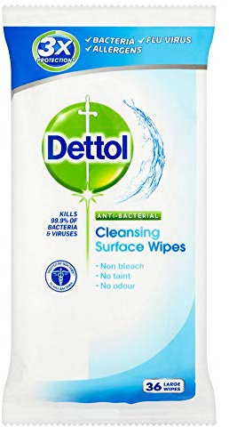 Dettol Anti Bacterial Cleansing Surface Wipes 36 Large Wipes