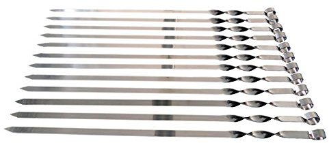Olymp Edelstahl Schaschlikspiesse 50cm / 2mm Stärke / 1,5cm Breite/EXTRA STARK/Schampura Grillspiesse Fleischspiesse auch für Mangal (24 Stück)