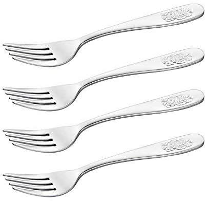 4 Kindergabeln/Gabeln für Kinder aus Chromstahl Motiv : Hund