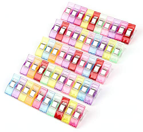 Pince Couture,Lot de 50PCS Clips Pinces en Plastique,Pinces à Tissu pour Reliure Couture Artisanat Couleurs Assorties 2.7 * 1 * 1.5CM Pinces à Coudre Polyvalentes,Couleurs Assorties