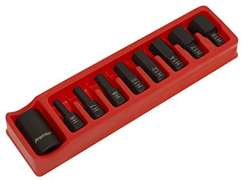 Sealey AK5609 Impact Hex Bit & Holder Set 9pc 1/2Sq Drive