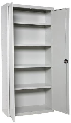 Simon Rack Amario Metálico Almacenaje, Armario Multiusos, 2 Puertas, 4 Estantes, 1800x800x400 mm, Gris - Simonlocker