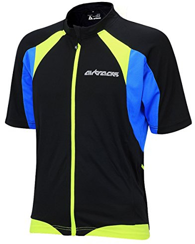 Airtracks Herren Fahrradtrikot Kurzarm PRO T Radtrikot Jersey Bike Radler Shirt Atmungsaktiv Schnelltrocknend Reflektierend Größen XS S M XL XXL XXXL XXXXL - schwarz-neon - XL