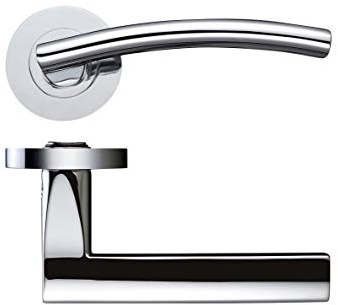 Amalfi Door Handle Lever On Rose - Polished Chrome