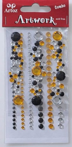 Artoz Artwork Combo Sticker und Bordüre Kristall (Strass), rund, rund schwarz-gelb-transparent