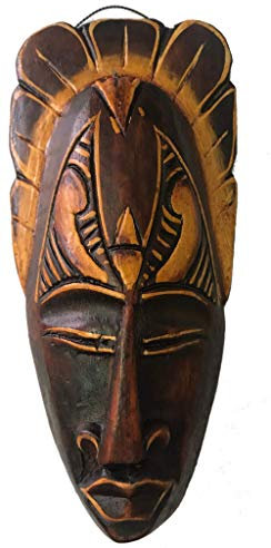 Woru Masque peint, 20 cm, masque mural en bois de Bali, motif: Guerrier