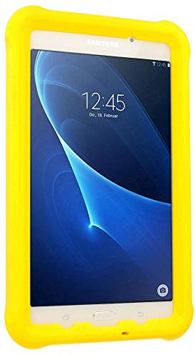 TECHGEAR Coque Bumper pour Samsung Galaxy Tab A 7.0 Pouces 2016 (Séries SM-T280) Coque de Protection Caoutchouc Résistante aux Chocs avec Bords et Coins Renforcés + Film de Protection [Jaune]
