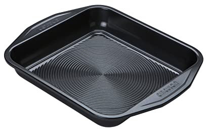 Circulon Ultimum Square Cake Tins for Baking - Non Stick 9 Inch Cake Tin, Freezer and Dishwasher Safe Carbon Steel Bakeware, Black