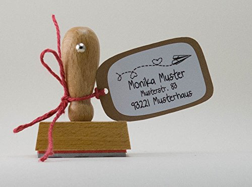 Webermann Personalisierter Stempel mit Namen & Adresse 35x50x80mm - Adress Stempel Papierflieger & Herz - Geschenk für Hochzeit - Adressstempel personalisierbar