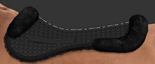 MATTES Sattelkissen, mit Lammfell und Fellrand vorne/hinten schwarz/schwarz (L)