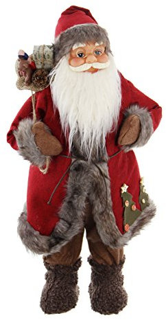 FRANK FLECHTWAREN Nikolaus, Weihnachtsmann, Große Figur, ca. Höhe 60 cm, aufwändig verarbeitet, Rottöne, für den Innenbereich.