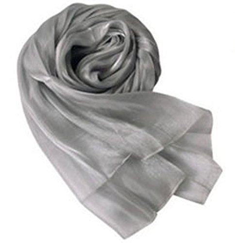 Cutefly Lange Organza Stola Schal Halstuch Rundschal Abendkleid Tuch Sonnenschutz - Silber Grau