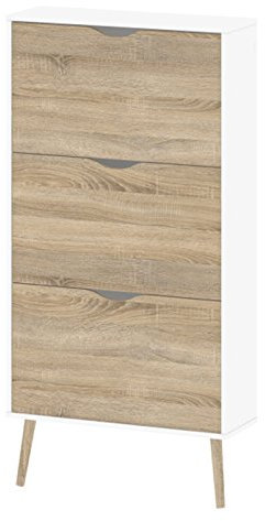 Schuhschrank mit drei Schubladen, schwarz-weiß, 70,2 x 138,8 x 23,9 cm