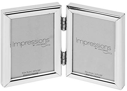 IMPRESSIONS BY JULIANA SILVER DOUBLE PHOTO FRAME FS426 2''x3''
