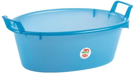 Stefanplast Polyethylen Oval Waschbecken, neutral/hellblau, 23 Liter