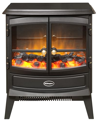 Dimplex Springborne Elektrokamin - Freistehender Elektrokamin mit Heizung und Optiflame LED-Flammeneffekt - Zuschaltbare 2kW Heizung - Inklusive Thermostat und Fernbedienung