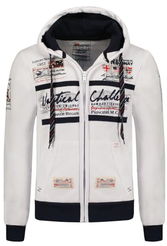 Geographical Norway Herren Hoodie Jacke Goasting, Weiß, 3XL