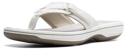 Clarks Damen Breeze Sea Flip Flop, White Synthetic, 39 EU