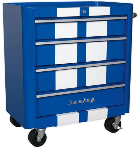 SEALEY ap28204bws Werkzeugschrank mit 4 Schubladen RETRO Heavensends blau mit weißen Streifen