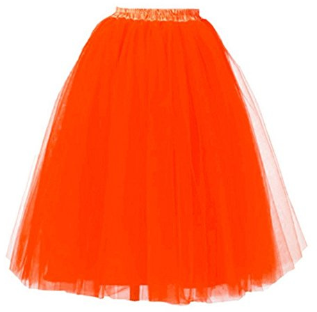 A Liittle Tree-5 Layer Long Ladies Girls Women Ballet Fancy Tutu Skirts Underskirts Petticoat (Red)