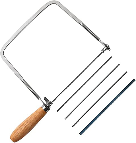 KAKURI Coping Saw Coping Frame and 5 Replacement Blades Set (Woodworking, Wood Board, Plastic, and Metal Cutting Blade)