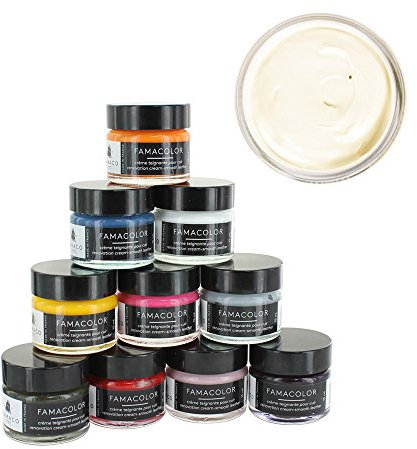 Famaco - Pommadier Famacolor - 15ml - Couleur BLANC - Crème Teignante à Fort Pouvoir Couvrant - Rénove et Recolore les Cuirs Abîmés