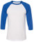 Baseball-Shirt aus Canvas-C3200-Material, Unisex, 3/4-Arm, meliert Gr. L, White/True Royal