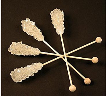 Kandis-Sticks, weiß, Zuckerkristalle am Stiel, 1 kg, 100 St