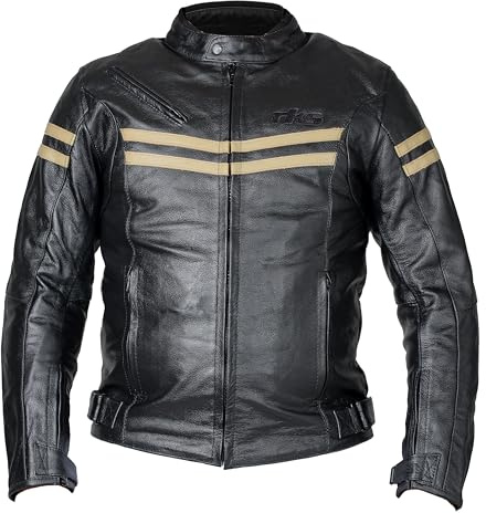 RKsports MENS LEATHER FASHION MOTORCYCLE MOTORBIKE SPEED 1 JACKET WITH ARMOUR IN BLACK BEIGE