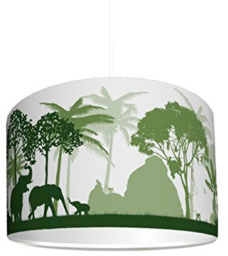 Kinderzimmer Lampenschirm Dschungel grün KL43 | kinderleicht eine Dschungel-Lampe erstellen | als Steh- oder Hängeleuchte/Deckenlampe | perfekt für Jungen und Mädchen | STIKKIPIX