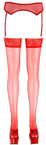 Cottelli Collection Straps-Strümpfe rot 4, 1er Pack (1 x 1 Stück)