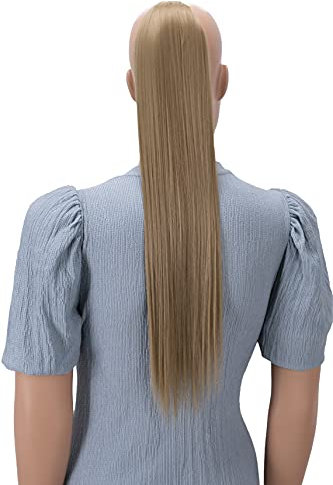 CAISHA 60cm Zopf mit 2 Bändern Pferdeschwanz Langhaar Extensions Haarverlängerung Haarteil Glatt Blond HC11