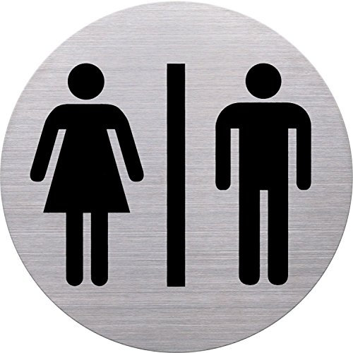 helit H6271100 - Piktogramm WC Damen und Herren, Ø115 mm, selbstklebend mit Klebepad, Edelstahl