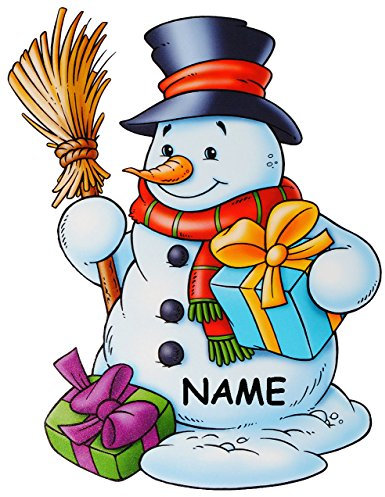 alles-meine.de GmbH 2 versch. Bögen: Fensterbilder - Weihnachten - Comic - incl. Name - statisch haftend - Schneemann/Weihnachtsbaum/Weihnachtsmann/Rentier - selbstkleb..
