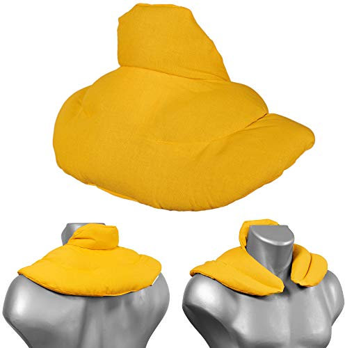 Nackenhörnchen mit Stehkragen mango - Rapssamenkissen - Nackenkissen Wärmekissen - Nacken-Heizkissen für Mikrowelle und Backofen