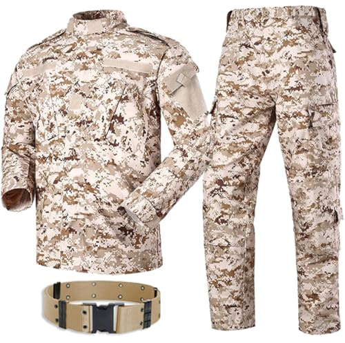H World Shopping Taktische BDU-Kampfuniform, Jacke und Hose, Anzug für Armee, Militär, Airsoft, Paintball, Jagd, Schießen, Kriegsspiel, Wüste, Digital (AOR1