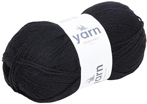 KORBOND DK Black Yarn - 100g Acrylic Wool - Lightweight, Hypoallergenic & Durable Double Knit Crochet Yarn Knitting Wool (290m Total)