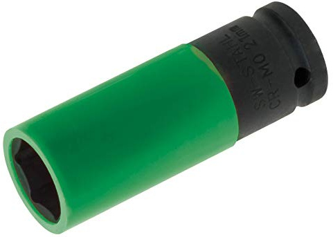 SW-Stahl 07879L Radmutterneinsatz 1/2 Zoll - 22 mm Schlagschrauber Nuss | Felgenfreundliche Radnuss, Dünnwandige Kraftnuss aus Chrom-Molybdän, Kunststoffummantelt zum Schutz gegen Kratzer
