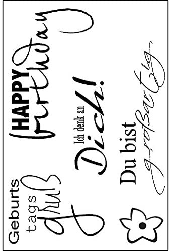 Efco Stempel Clear Geburtstagsgruß, transparent, A7/ 74 x 105 mm, 5-teilig
