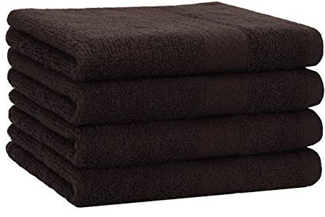 Betz 4 Stück Handtücher Premium 100% Baumwolle 4 Handtücher Farbe Dunkelbraun