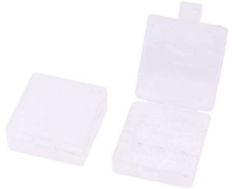 sourcing map 2 Pcs Rectangle Clear White Battery Case Box for 9V Type Batteries