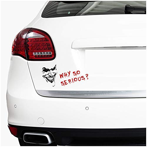 Joker Sticker 7x10cm Why so Serious Adesivo 22x2,7cm Rosso e Nero per i Veicoli Accessori per l'auto Autoadesivo Adatto per l'autolavaggio