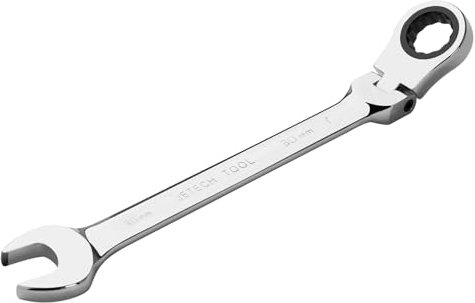 Jetech 30mm Flexible Head Gear Wrench, Industrial Grade Flex Ratcheting Spanner Made with Forged, Heat-Treated Cr-V Alloy Steel, Full Polished 12 Point Flex-Head Ratchet Combination Wrench, Metric