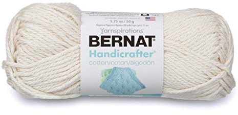 Bernat Handicrafter Cotton Yarn, Solid, 1.7 Ounce, Off White, Single Ball