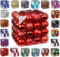 64x Kunststoff Christbaumkugeln 6cm Kugel Box Glanz Glitzer Matt Dekor Inge Glas, Farbe:Red-Mix
